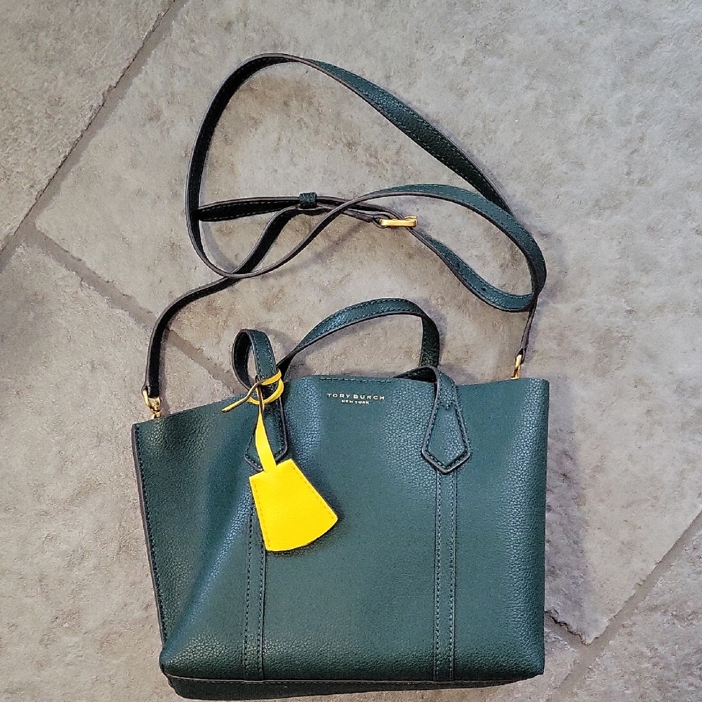 Tory Burch Green Leather Satchel Purse